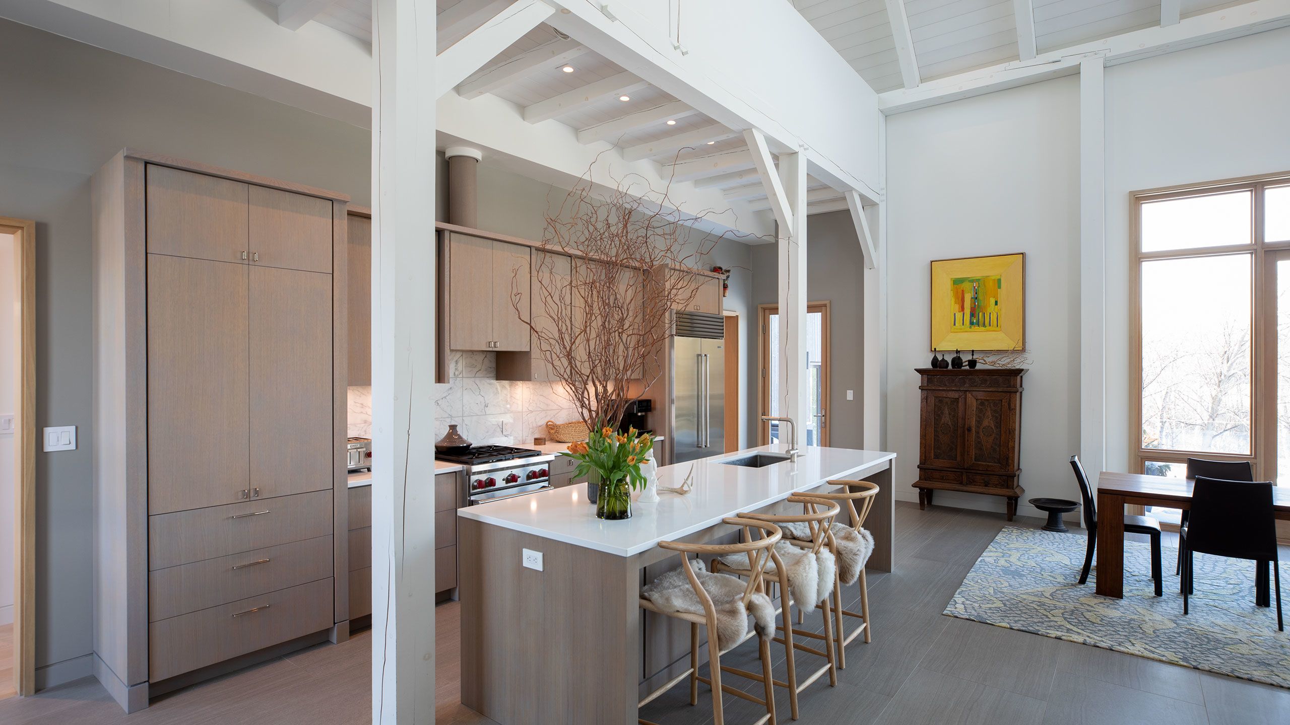 View of the kitchen and kitchen island