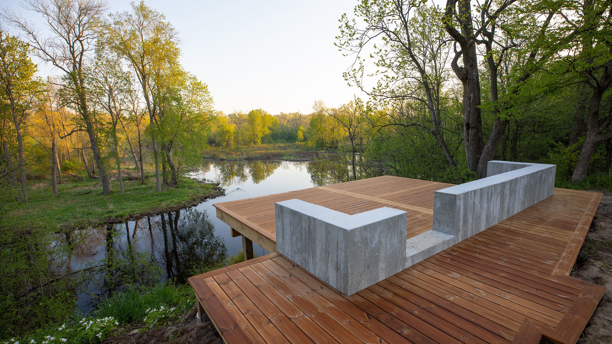 Cantilevered River Porch with views over the Napanee River and Cataraqui Trail